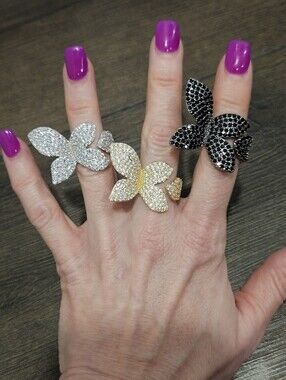 NEW Sparkling Crystal Butterfly Statement Ring Choose Your Color